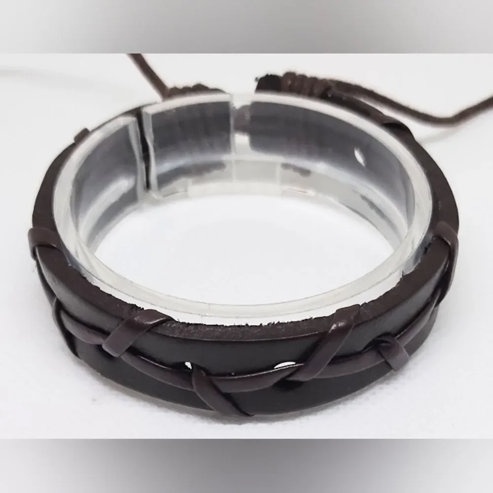 Men's bracelet leather‎ layered brown new e98